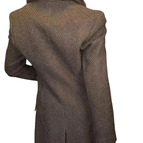 Guess by Marciano unique asymmetrical black wool coat faux fur trim. - Picture 12 of 16